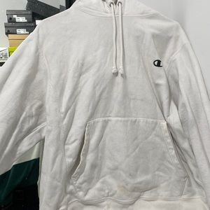 white plain champion hoodie